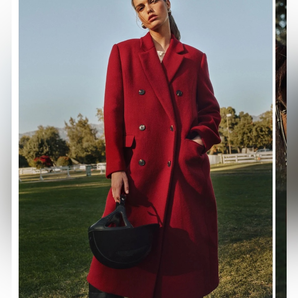 Reformation Lucas Coat in Lipstick Color NWT